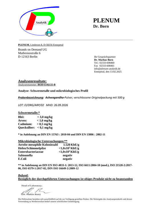 Ashwagandha in Polvere - 500g | Ashwagandha Powder - Deutsche Premium Qualität
