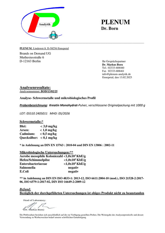 Creatina Monoidrato Pura - 1kg | Kreatin Monohydrat - Deutsche Reinheit