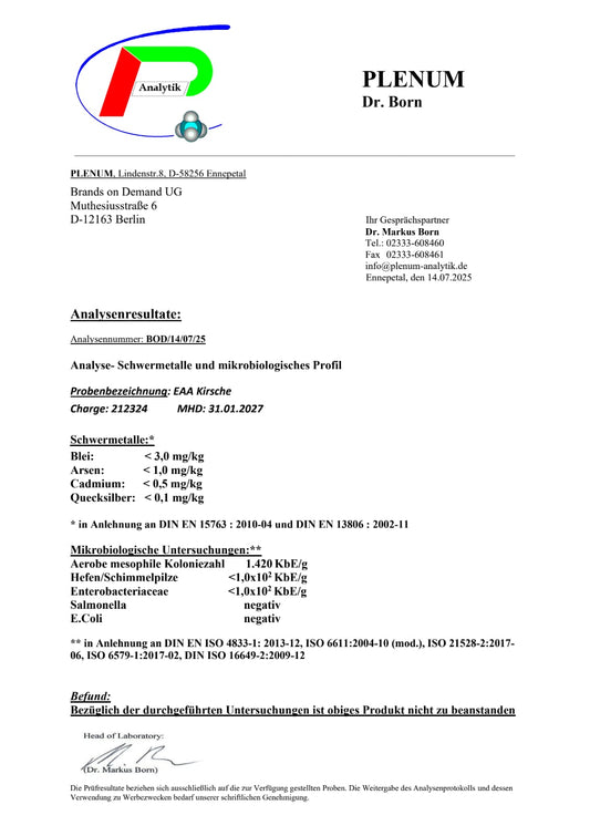 Aminoacidi Essenziali Ciliegia - 500g | EAA Kirsche - Deutsche Premium Qualität