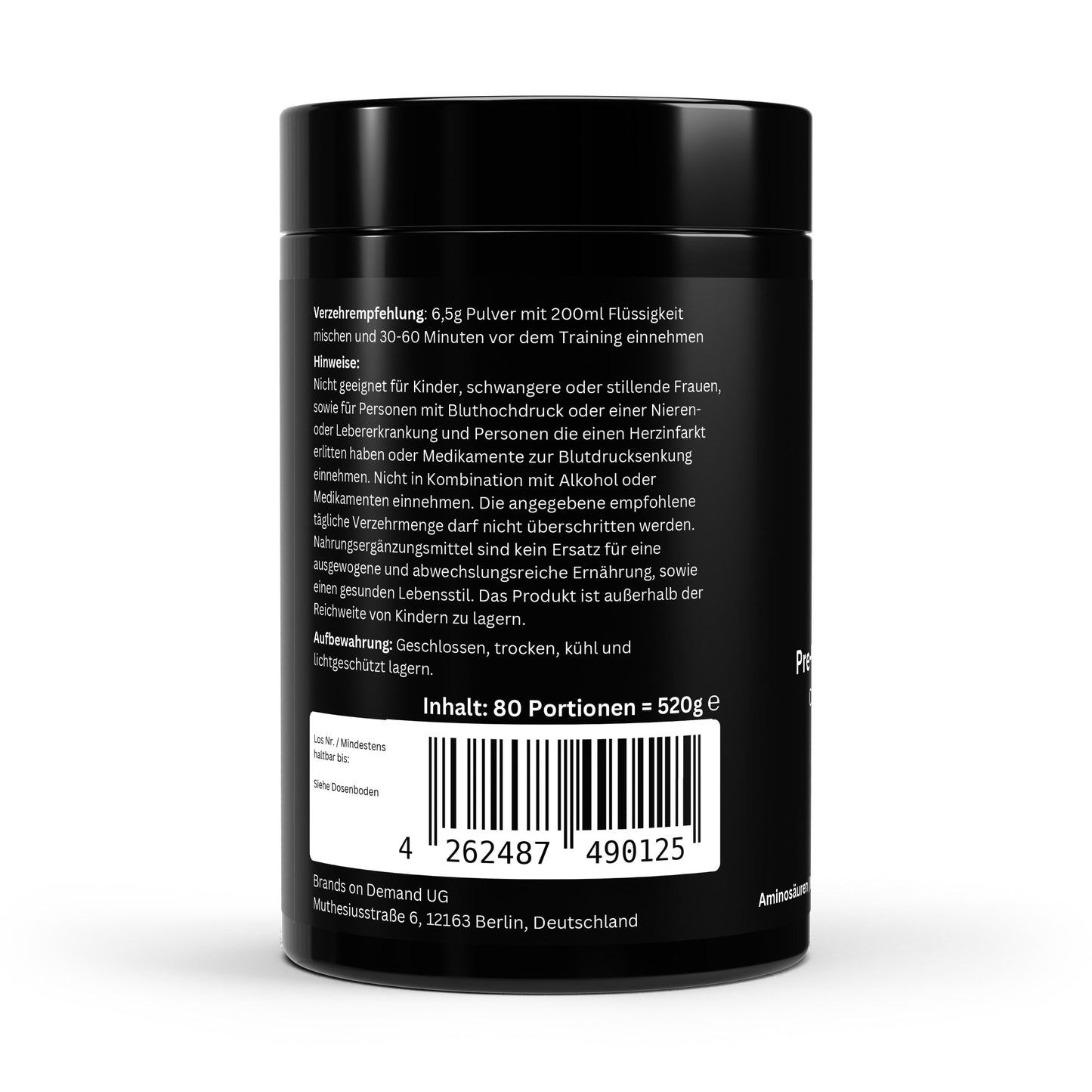 Pre-Workout Arancia - 520g | Pre-Workout Booster Orange - Deutsche Qualität