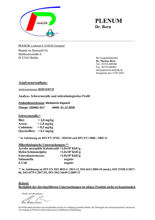 Melatonina - 75 Capsule | Melatonin Capsules - Deutsche Qualität